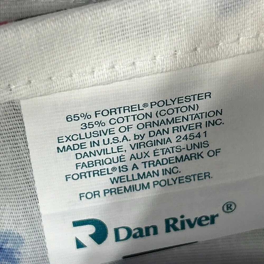 Dan River Double Sheet Set Potpourri Blue Ribbon Floral Pink Crisp Fitted Flat
